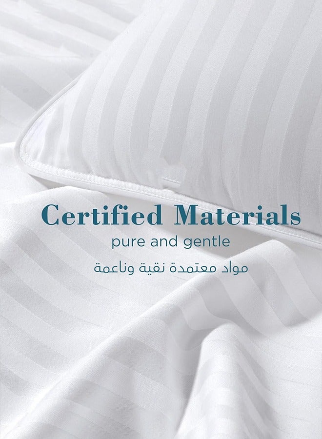 Asraar Premium 20 cm Thick Microfiber Bed Pillows With Stripes, Standard Size 1000 Grams, Hotel-Quality Cooling Pillow for All Sleep Positions - Ideal for Side, Back & Stomach Sleepers, Fluffy Bed Stripe Pillows for Bed, Machine Washable, 75 x 50 cm White - 2 Pillow - Image 3